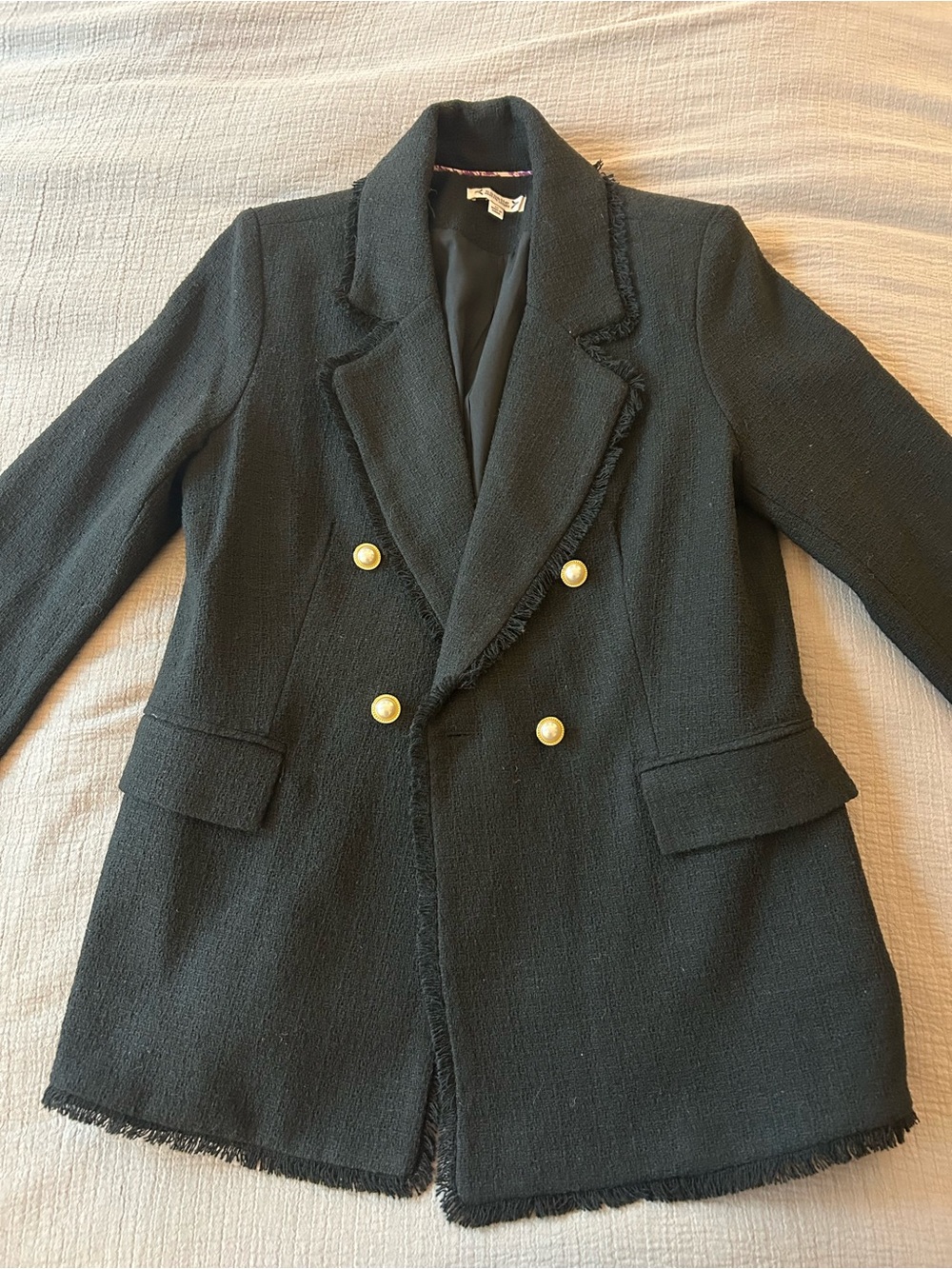 NWT Nanette Lepore Black Tweed Double-Breasted Blazer